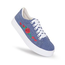 Tênis Siena Bordado Flor Dk Shoes Jeans Claro