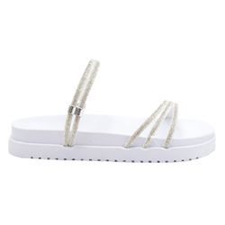 Sandália Rasteira Feminina DalilahShop | Tiras Finas com Pedrarias Coloridas e Brilho Intenso | Conf... - DK Shoes | Tênis Casuais Femininos