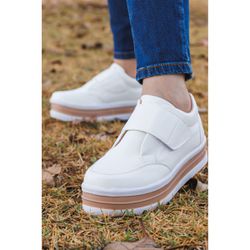 Tênis Slip On Feminino Solado Alto Fechamento em Velcro - DK Shoes | Tênis Casuais Femininos