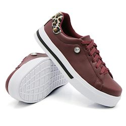 Tênis Casual Listra Sola Detalhe Pedra DK Shoes Bordo - DK Shoes | Tênis Casuais Femininos