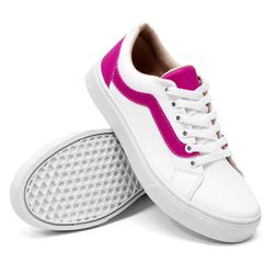 Tênis Casual Siena Dk Shoes Com Cadarço Branco Pink - DK Shoes | Tênis Casuais Femininos