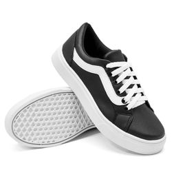 Tênis Casual Siena Dk Shoes Com Cadarço Preto Branco - DK Shoes | Tênis Casuais Femininos