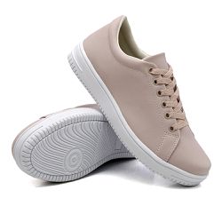 Tênis Casual Branco Siena Dk Shoes Rosê - DK Shoes | Tênis Casuais Femininos
