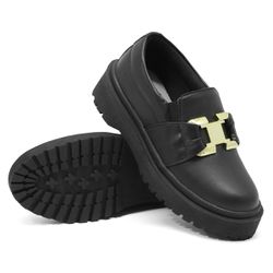Tênis Slip On Oxford Dk Shoes Preto Detalhe Dourado - DK Shoes | Tênis Casuais Femininos
