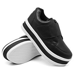 Tênis Slip On Casual Dk shoes Tira Auto Colante Plataforma Preto - DK Shoes | Tênis Casuais Femininos