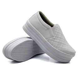 Tênis Dk Shoes Slip On Costura Matelassê Flat Form Branco - DK Shoes | Tênis Casuais Femininos