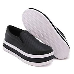 Tênis Slip On Costura Frontal Flat Form Dk Shoes Preto - DK Shoes | Tênis Casuais Femininos