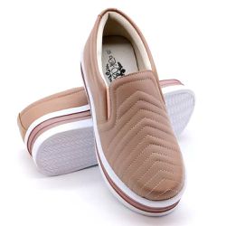 Tênis Slip On Costura Frontal Flat Form Dk Shoes Rose - DK Shoes | Tênis Casuais Femininos
