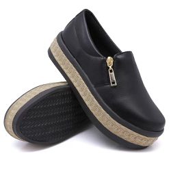 Tênis Dk Shoes Slip On Zíper Alto Todo Preto Corda - DK Shoes | Tênis Casuais Femininos