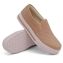 Tênis Slip On Detalhe Costura Matelassê Dk Shoes Rosê - DK Shoes | Tênis Casuais Femininos