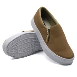 Tênis Slip On Zíper Lateral Dk Shoes Caramelo - DK Shoes | Tênis Casuais Femininos