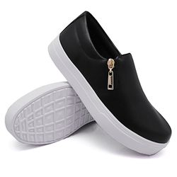 Tênis Slip On Zíper Lateral Dk Shoes Preto Branco - DK Shoes | Tênis Casuais Femininos