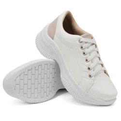 Tênis Casual Chunky com Cadarço DK Shoes Branco e Rose - DK Shoes | Tênis Casuais Femininos