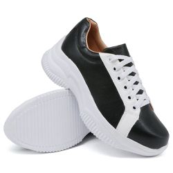 Tênis Cadarços Chunky Casual Dkshoes Preto Branco - DK Shoes | Tênis Casuais Femininos