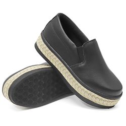 Tênis Dk Shoes Slip On Elástico Solado Alto Preto Detalhe Corda - DK Shoes | Tênis Casuais Femininos