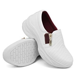 Tênis Chunky Casual Dkshoes Costura Frontal Branco detalhe Bordo - DK Shoes | Tênis Casuais Femininos