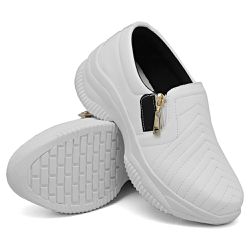 Tênis Chunky Casual Dkshoes Costura Frontal Branco detalhe Preto - DK Shoes | Tênis Casuais Femininos