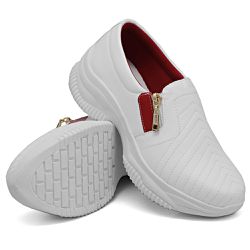 Tênis Chunky Casual Dkshoes Costura Frontal Branco detalhe Vermelho - DK Shoes | Tênis Casuais Femininos
