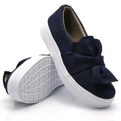 Tênis Infantil Slip On Dk Detalhe Laço Azul Escuro - DK Shoes | Tênis Casuais Femininos
