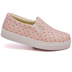 Tênis Slip On Floral Infantil Dk Shoes Rosê - DK Shoes | Tênis Casuais Femininos