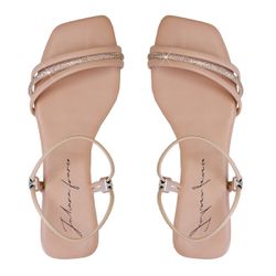 Sandália Rasteira Feminina Casual com Tiras e Ajuste Nude