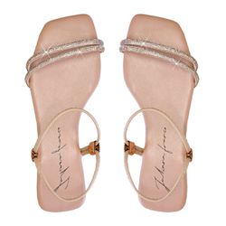 Sandália Rasteira Feminina Casual com Duas Tiras Delicadas Nude