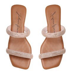 Sandália Rasteira Feminina com Tiras Delicadas e com Brilho Caramelo