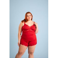Baby Doll Plus em Liganete Lisa com Detalhe de Ren... - D'Noite - Pijamas e Homewear