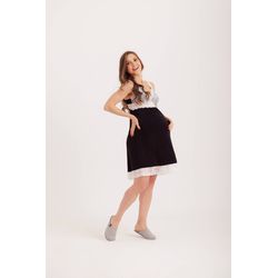 Camisola Gestante de Liganete Lisa com Renda Contr... - D'Noite - Pijamas e Homewear
