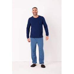 Pijama em Moletinho com Blusa Lisa e Calça Estampa... - D'Noite - Pijamas e Homewear