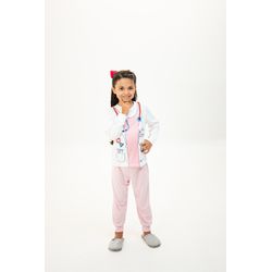 Pijama Longo Feminino Infantil de Doutora em Malha... - D'Noite - Pijamas e Homewear