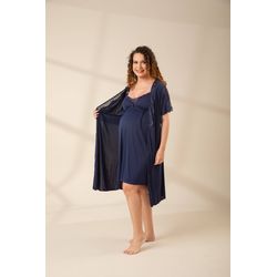 Robe Gestante em Liganete Lisa com renda - R10062-... - D'Noite - Pijamas e Homewear