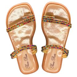 Sandália Feminina Papete Flatform Brilho Strass 10... - Docvi Distribuidora