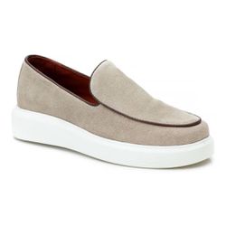 Sapato Casual Masculino Couro Bege Slip On 5503 Be... - Docvi Distribuidora