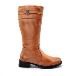 Bota Feminina Montaria Camel Cano Longo em Couro 1... - Docvi Distribuidora