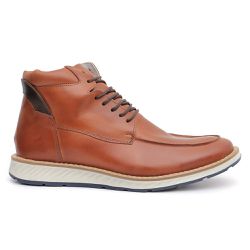 Coturno Casual Masculino Couro de Amarrar Castor 9... - Docvi Distribuidora