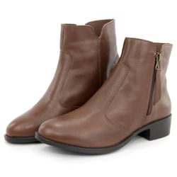Bota Coturno Feminino Cano Curto Couro Com Ziper 8... - Docvi Distribuidora