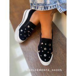 Tênis Slip on Poliana {Preto e Branco} - Dolce & Menta