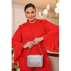 Blusa de crepe flare - 17602 - Dominique por Fátima Abrahão | Elegante e atemporal