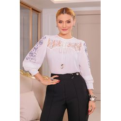 Blusa de crepe com estampa - 16048 - Dominique por Fátima Abrahão | Elegante e atemporal