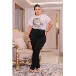 Calça de Malha Crepe com Cós Trabalhado – Preto - ... - Dominique por Fátima Abrahão | Elegante e atemporal