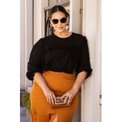 Blusa de Crepe com Babados - 17377/g - Dominique por Fátima Abrahão | Elegante e atemporal