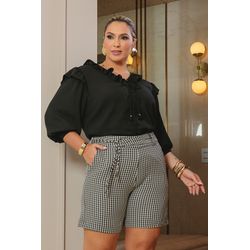 Blusa de Crepe com Gola V - 17236/G - Dominique por Fátima Abrahão | Elegante e atemporal