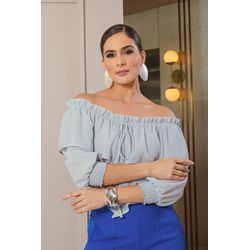 Blusa Cigana de Crepe com Jabour - 17278 - Dominique por Fátima Abrahão | Elegante e atemporal