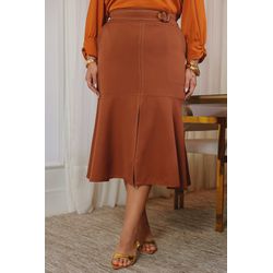 Saia Midi de Alfaiataria - 16516 - Dominique por Fátima Abrahão | Elegante e atemporal