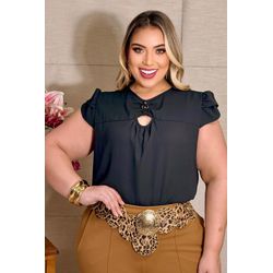 Blusa de Crepe Acetinado - 16960/G preta - Dominique por Fátima Abrahão | Elegante e atemporal