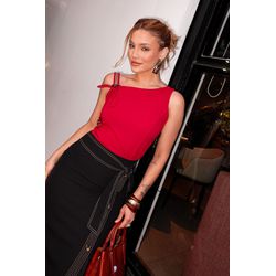 Blusa de Malha Crepe com Alças Assimétricas - 1739... - Dominique por Fátima Abrahão | Elegante e atemporal