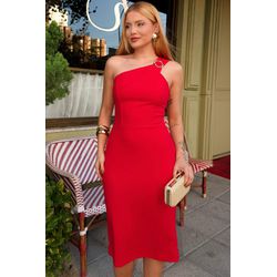 Vestido Midi em Malha Crepe - 17462 - Dominique por Fátima Abrahão | Elegante e atemporal