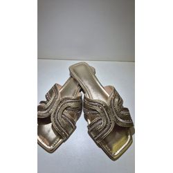 Rasteira Strass Dourada - DONAMOCA