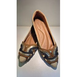 Sapatilha Tecido Bege entrelaçada triplo - DONAMOCA